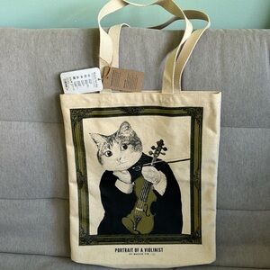 Portrait of a violinist bag tote canvas cotton new with tags